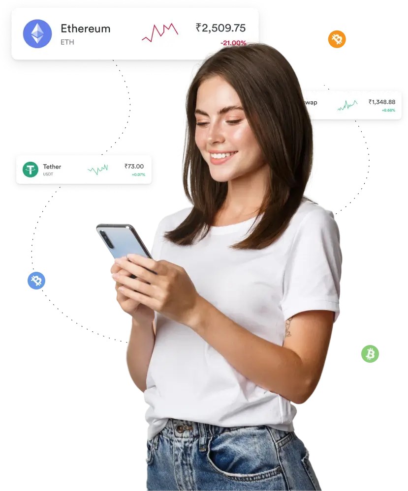 Trader reviewing crypto prices on a smartphone
